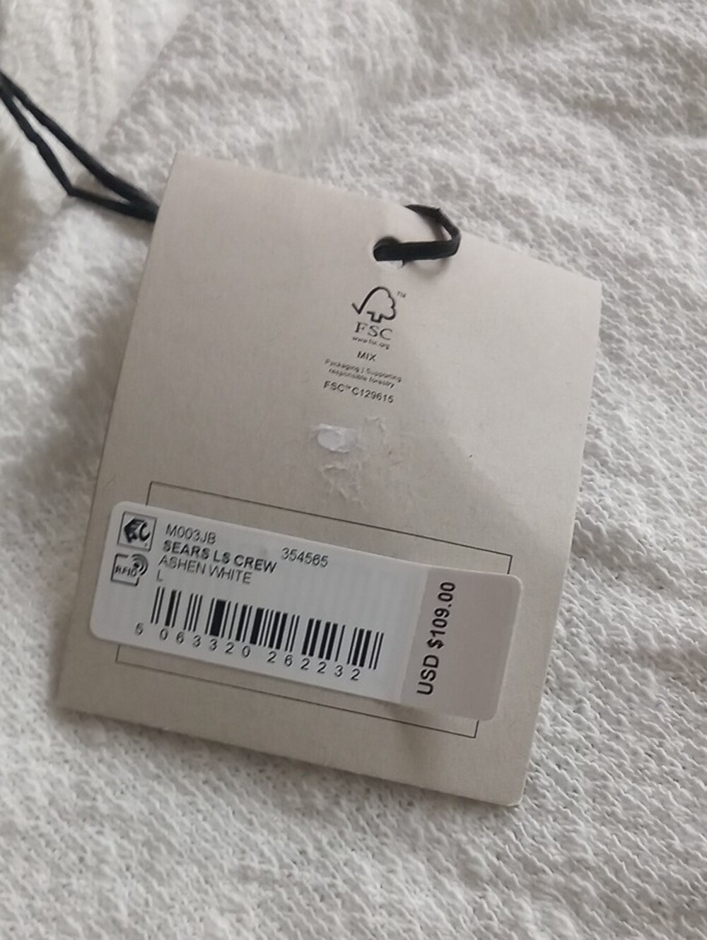 AllSaints Cream Lightweight Textured Crew Top - Picture 4 of 5